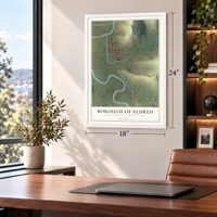 Borough of Eldred, McKean County, Pennsylvania map, 18 x 24 inch print in a white frame in a home office