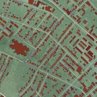 Second close-up of the map of the Borough of Freehold, Monmouth County, New Jersey print showing more streets and buildings