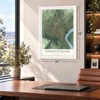 Borough of Milford, Pike County, Pennsylvania map, 18 x 24 inch print in a white frame in a home office
