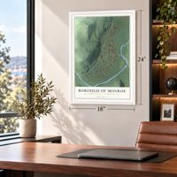 Borough of Monroe, Bradford County, Pennsylvania map, 18 x 24 inch print in a white frame in a home office