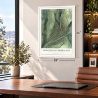 Borough of Nicholson, Wyoming County, Pennsylvania map, 18 x 24 inch print in a white frame in a home office
