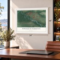 Borough of Pemberton, Burlington County, New Jersey map, 18 x 24 inch print in a white frame in a home office