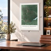 Borough of Shrewsbury, Monmouth County, New Jersey map, 18 x 24 inch print in a white frame in a home office