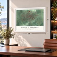 Borough of Washington, Warren County, New Jersey map, 18 x 24 inch print in a white frame in a home office
