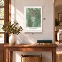 Bothell West, Washington map, 12 x 18 inch print in a white frame in an entryway