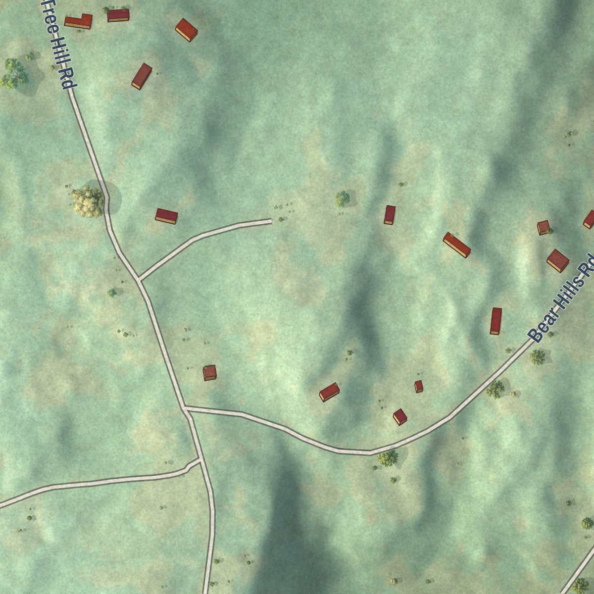 Second close-up of the map of Botsford, Connecticut print showing more streets and buildings