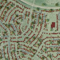 Second close-up of the map of Boulder Hill, Illinois print showing more streets and buildings