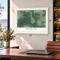 Boulder Park, Georgia map, 18 x 24 inch print in a white frame in a home office
