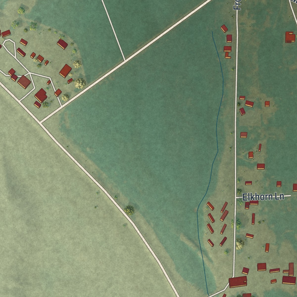 Second close-up of the map of Boulder, Wyoming print showing more streets and buildings