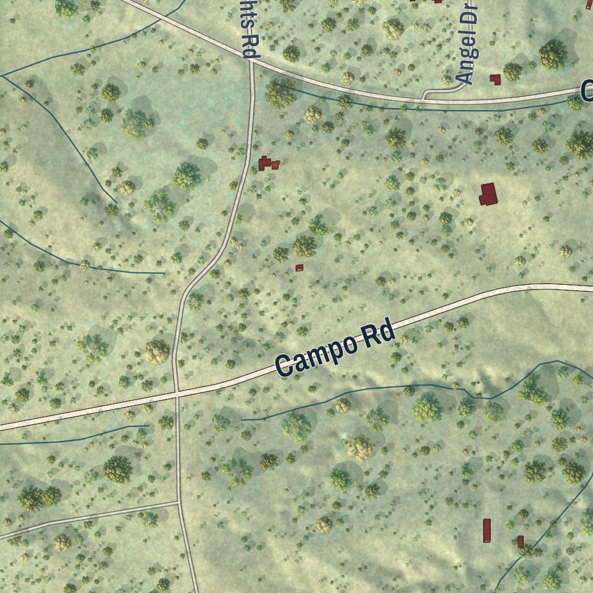 Second close-up of the map of Boulevard, California print showing more streets and buildings