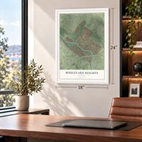 Boulevard Heights, Missouri map, 18 x 24 inch print in a white frame in a home office