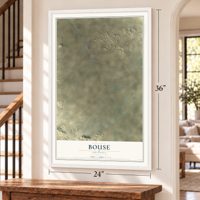 Bouse, Arizona map, 24 x 36 inch print in a white frame by a staircase