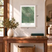 Bow Valley, Nebraska map, 12 x 18 inch print in a white frame in an entryway