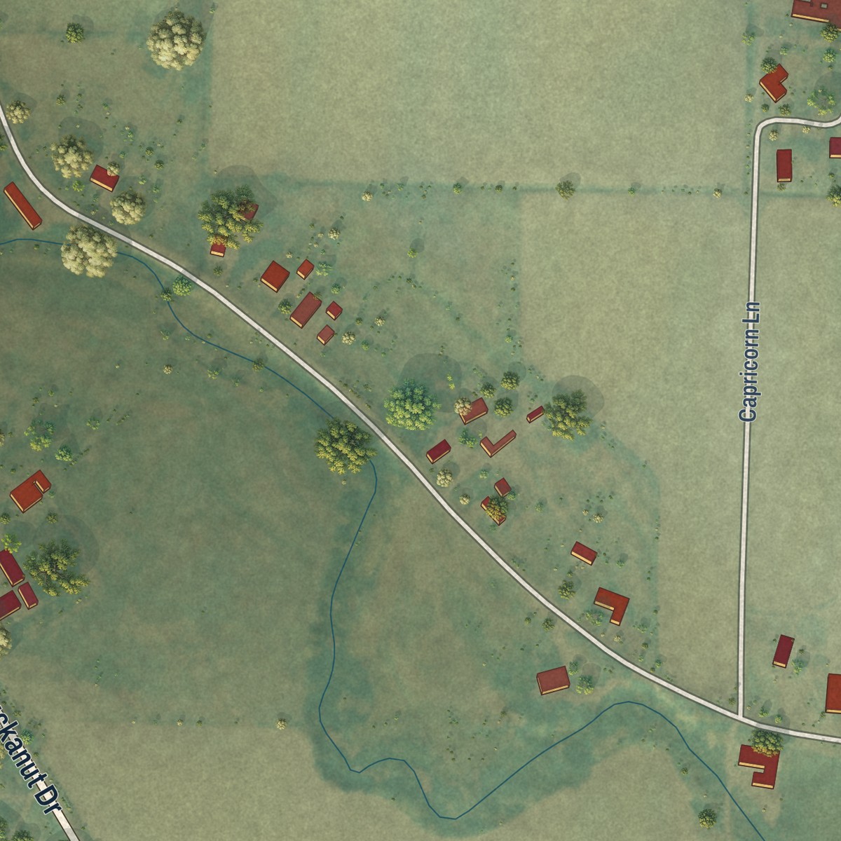 Second close-up of the map of Bow, Washington print showing more streets and buildings