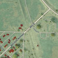 Second close-up of the map of Bowbells, North Dakota print showing more streets and buildings