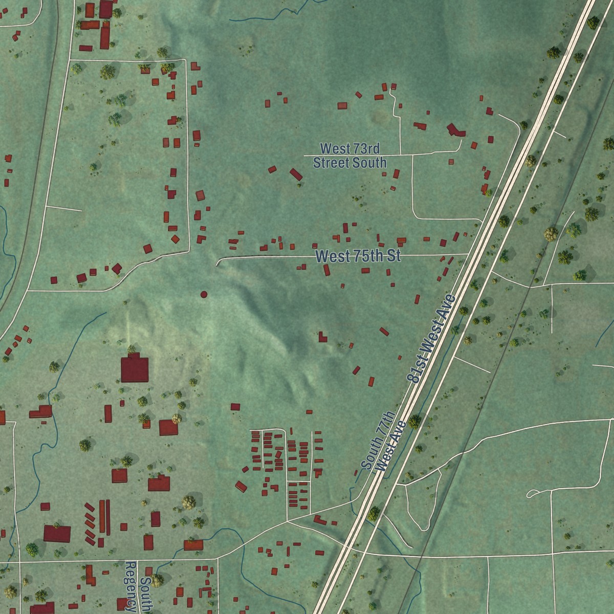 Second close-up of the map of Bowden, Oklahoma print showing more streets and buildings