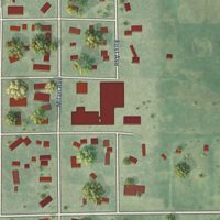 Second close-up of the map of Bowdle, South Dakota print showing more streets and buildings
