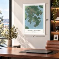 Bowleys Quarters, Maryland map, 18 x 24 inch print in a white frame in a home office