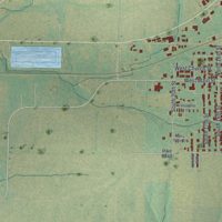 Second close-up of the map of Bowling Green, Missouri print showing more streets and buildings