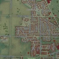 Second close-up of the map of Bowling Green, Ohio print showing more streets and buildings