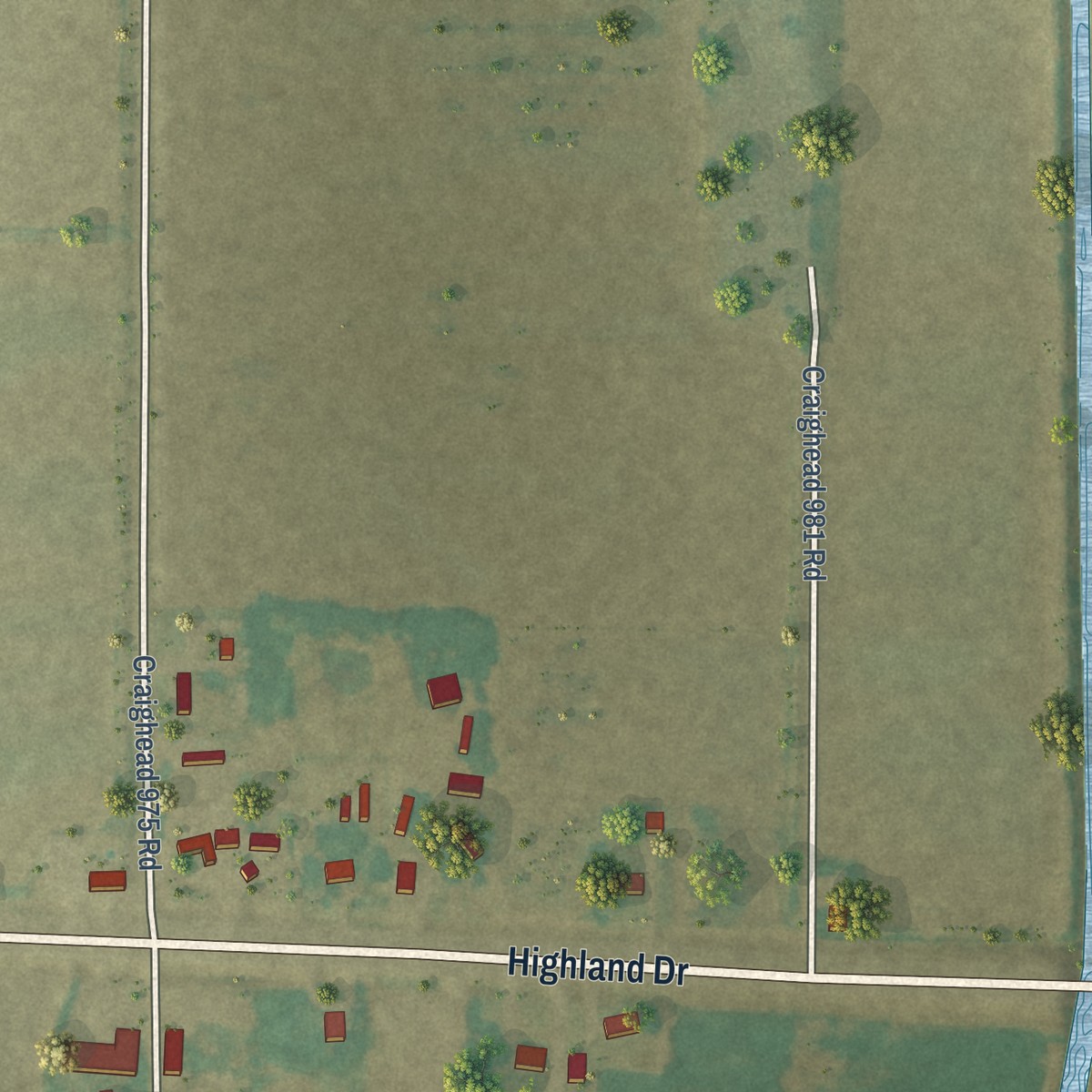 Second close-up of the map of Bowman, Arkansas print showing more streets and buildings