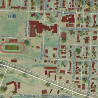 Second close-up of the map of Bowman, North Dakota print showing more streets and buildings