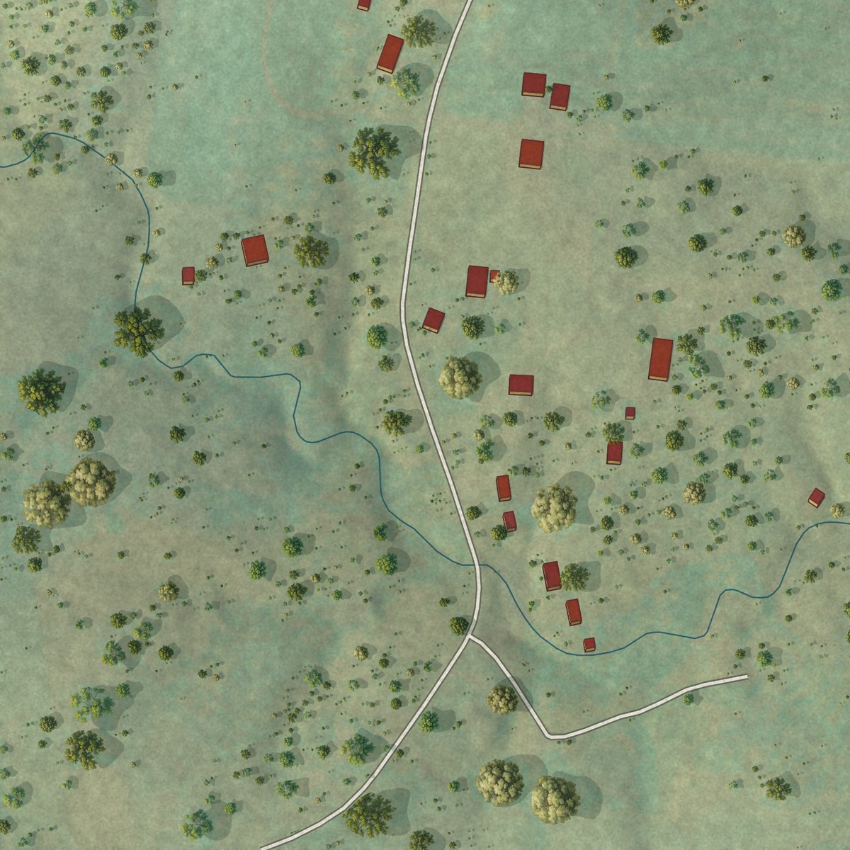Second close-up of the map of Bowman, Tennessee print showing more streets and buildings