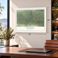 Box Elder, South Dakota map, 18 x 24 inch print in a white frame in a home office