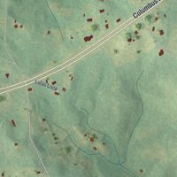 Second close-up of the map of Box Springs, Georgia print showing more streets and buildings