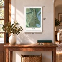 Boyds, Washington map, 12 x 18 inch print in a white frame in an entryway