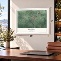 Boydton, Virginia map, 18 x 24 inch print in a white frame in a home office