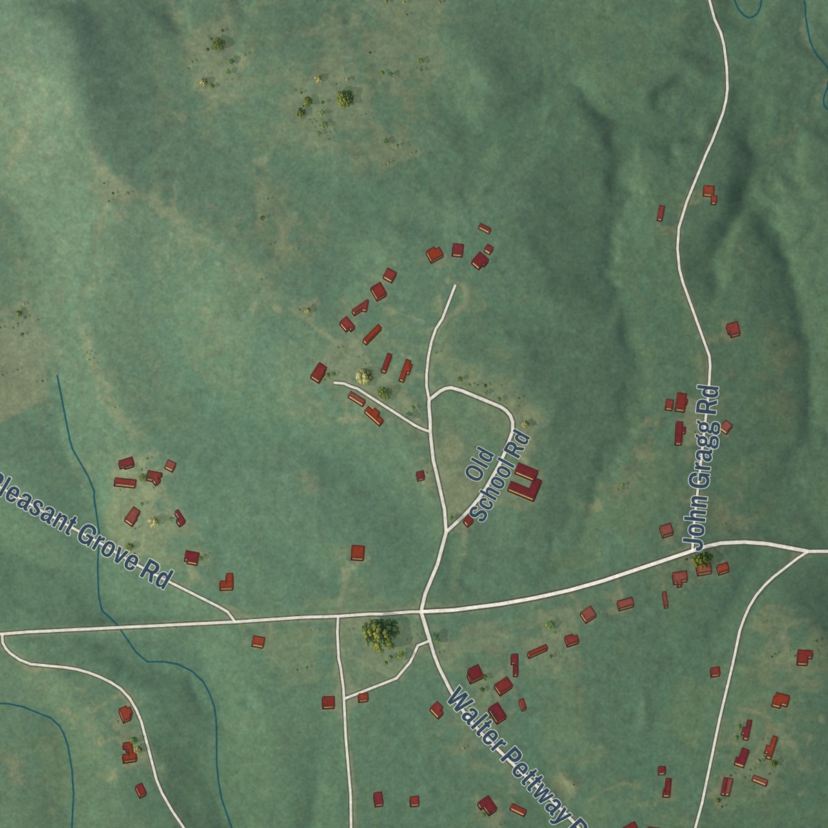 Second close-up of the map of Boykin, Alabama print showing more streets and buildings