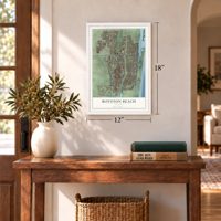 Boynton Beach, Florida map, 12 x 18 inch print in a white frame in an entryway