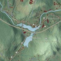 Second close-up of the map of Bozrah, Connecticut print showing more streets and buildings