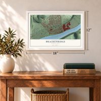 Brackenridge, Pennsylvania map, 12 x 18 inch print in a white frame in an entryway