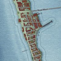 Second close-up of the map of Bradenton Beach, Florida print showing more streets and buildings
