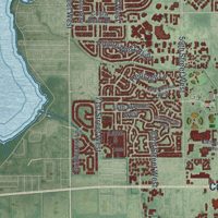 Second close-up of the map of Bradenton, Florida print showing more streets and buildings