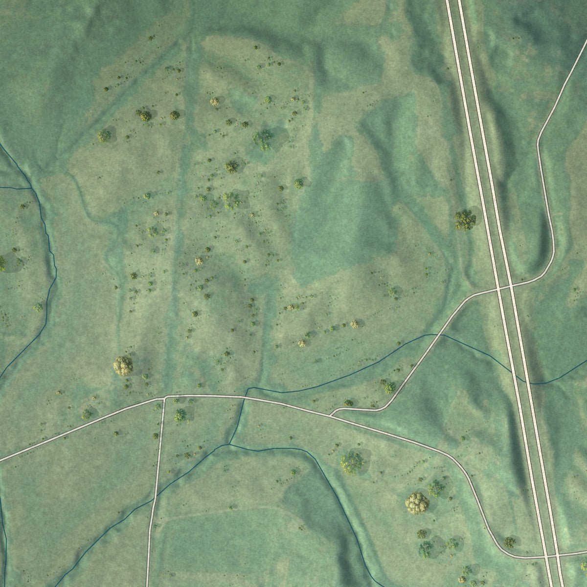 Second close-up of the map of Bradford, Tennessee print showing more streets and buildings