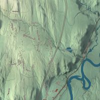 Close-up of the map of Bradford, Vermont print showing terrain and local geography