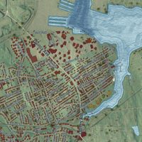 Second close-up of the map of Braintree, Massachusetts print showing more streets and buildings