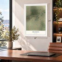 Brandon, Colorado map, 18 x 24 inch print in a white frame in a home office
