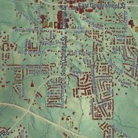 Second close-up of the map of Brandon, Mississippi print showing more streets and buildings