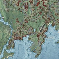 Second close-up of the map of Branford, Connecticut print showing more streets and buildings
