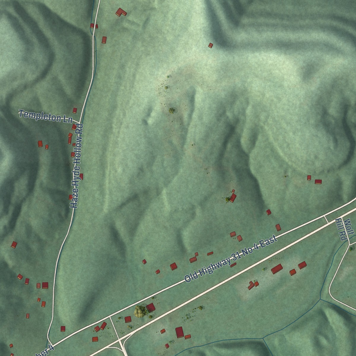 Second close-up of the map of Bransford, Tennessee print showing more streets and buildings