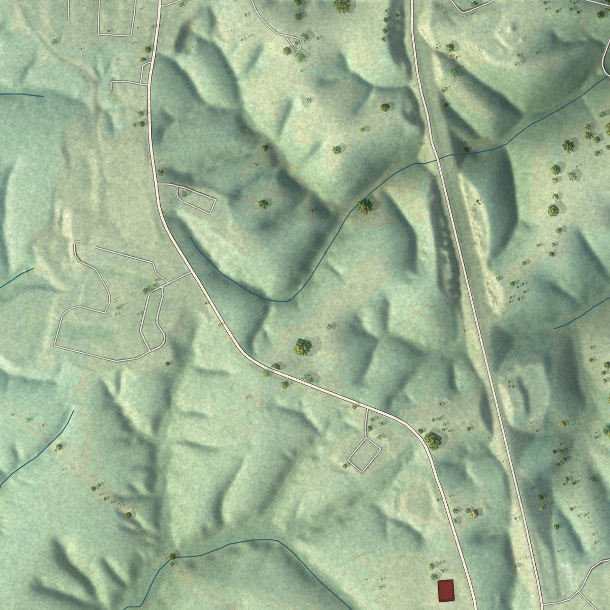 Second close-up of the map of Branson West, Missouri print showing more streets and buildings