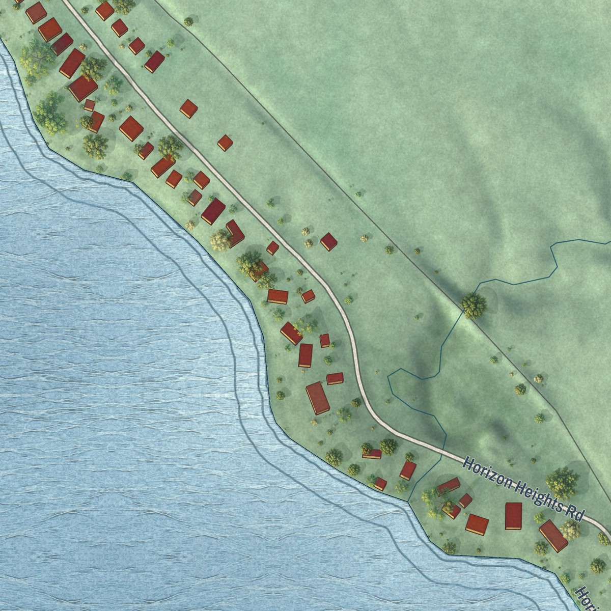 Second close-up of the map of Brant Lake South, South Dakota print showing more streets and buildings