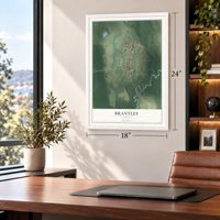 Brantley, Alabama map, 18 x 24 inch print in a white frame in a home office
