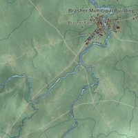 Second close-up of the map of Brasher, New York print showing more streets and buildings