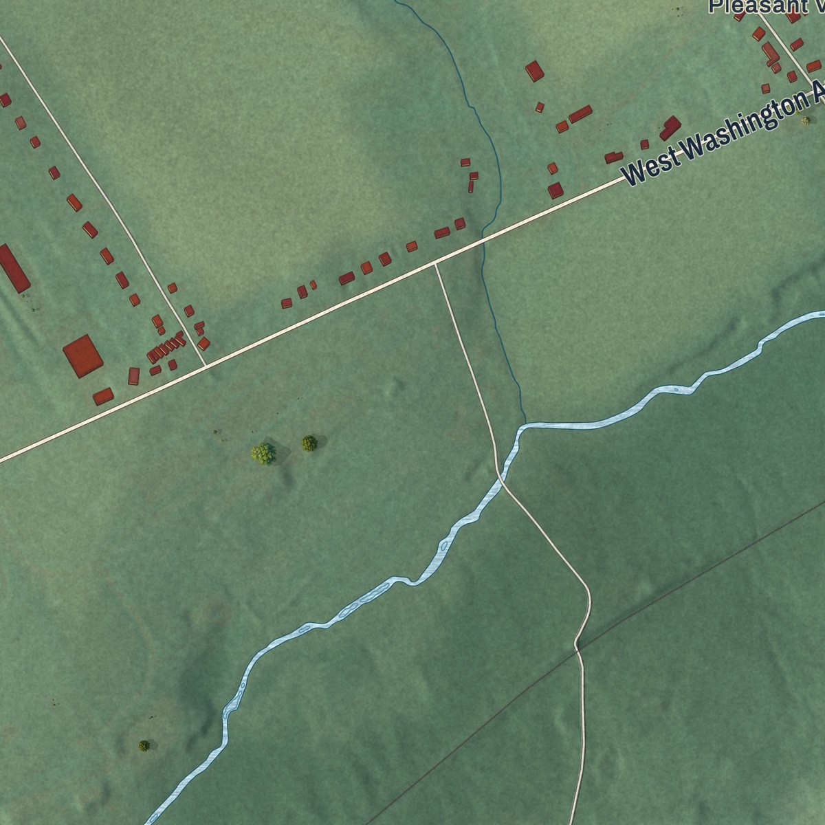 Second close-up of the map of Brass Castle, New Jersey print showing more streets and buildings