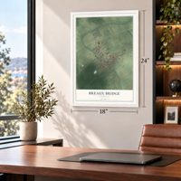 Breaux Bridge, Louisiana map, 18 x 24 inch print in a white frame in a home office
